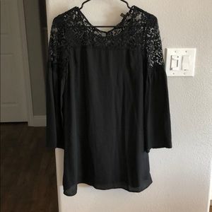 Black chiffon blouse with tie back
